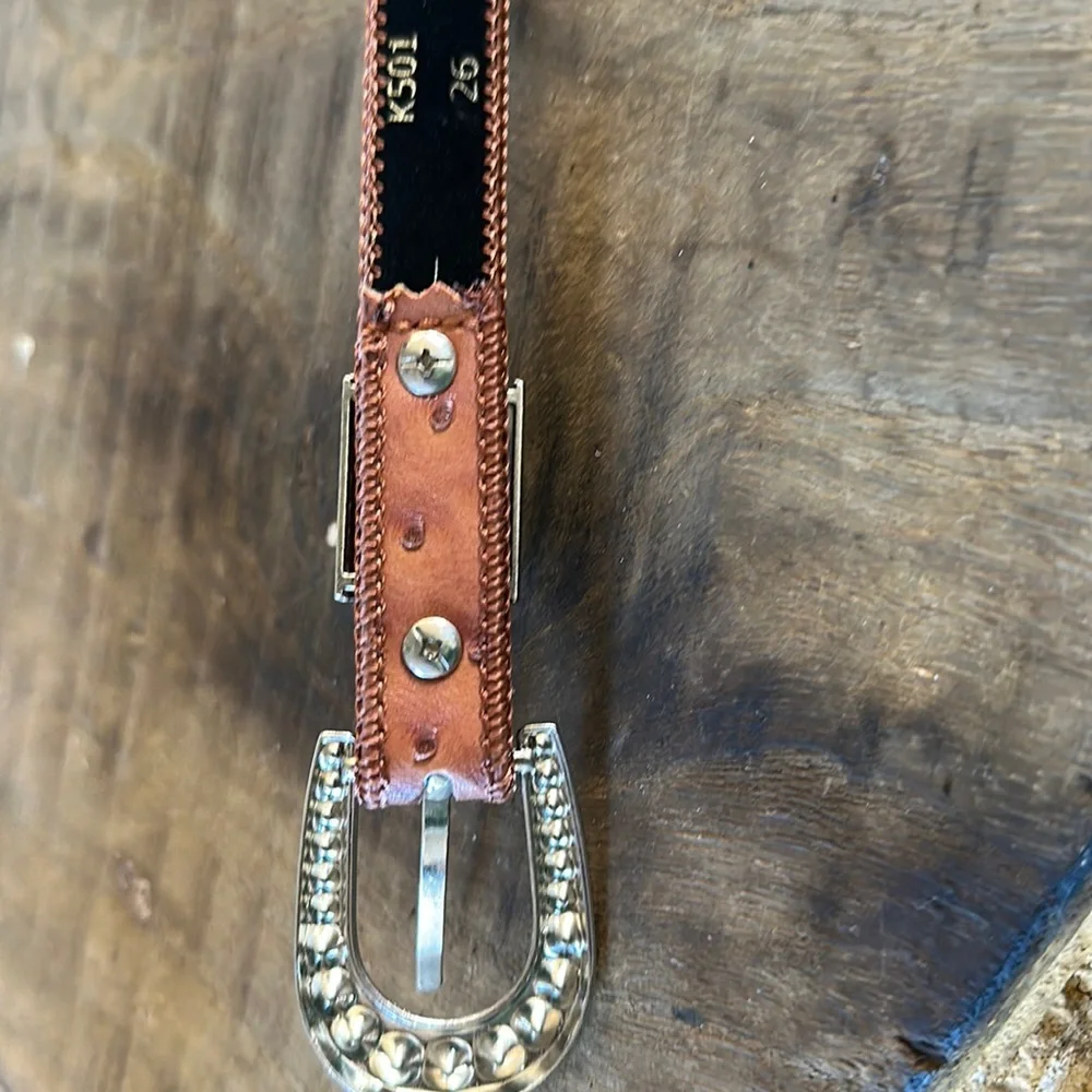 SHYANNE® GIRL'S OSTRICH PRINT RHINESTONE BELT